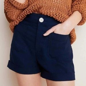 Anthropologie Navy High Waist Stretch Shorts Sz 28